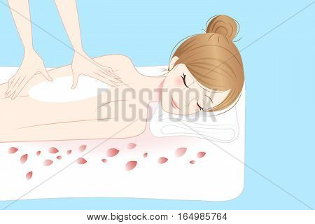 cartoon woman enjoy do spa and feel happily