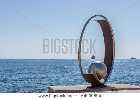 Limassol, Cyprus - 26 October, 2015: Rocks And Sculpture Molos In Limassol, Cyprus