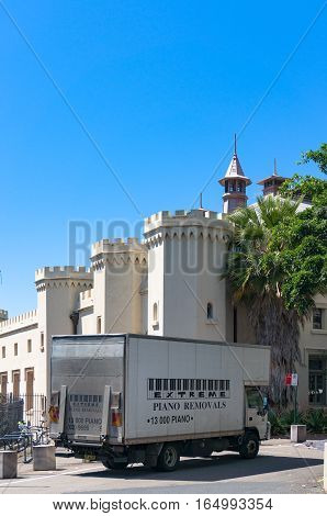 Sydney Australia - November 24 2016: Piano Removals truck lorry near Sydney Conservatorium of music
