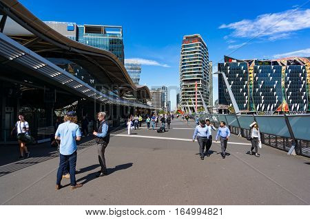 Southern Cross Railway Station Bridge With People