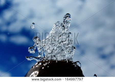 Crystal watter and drops watter with sky.