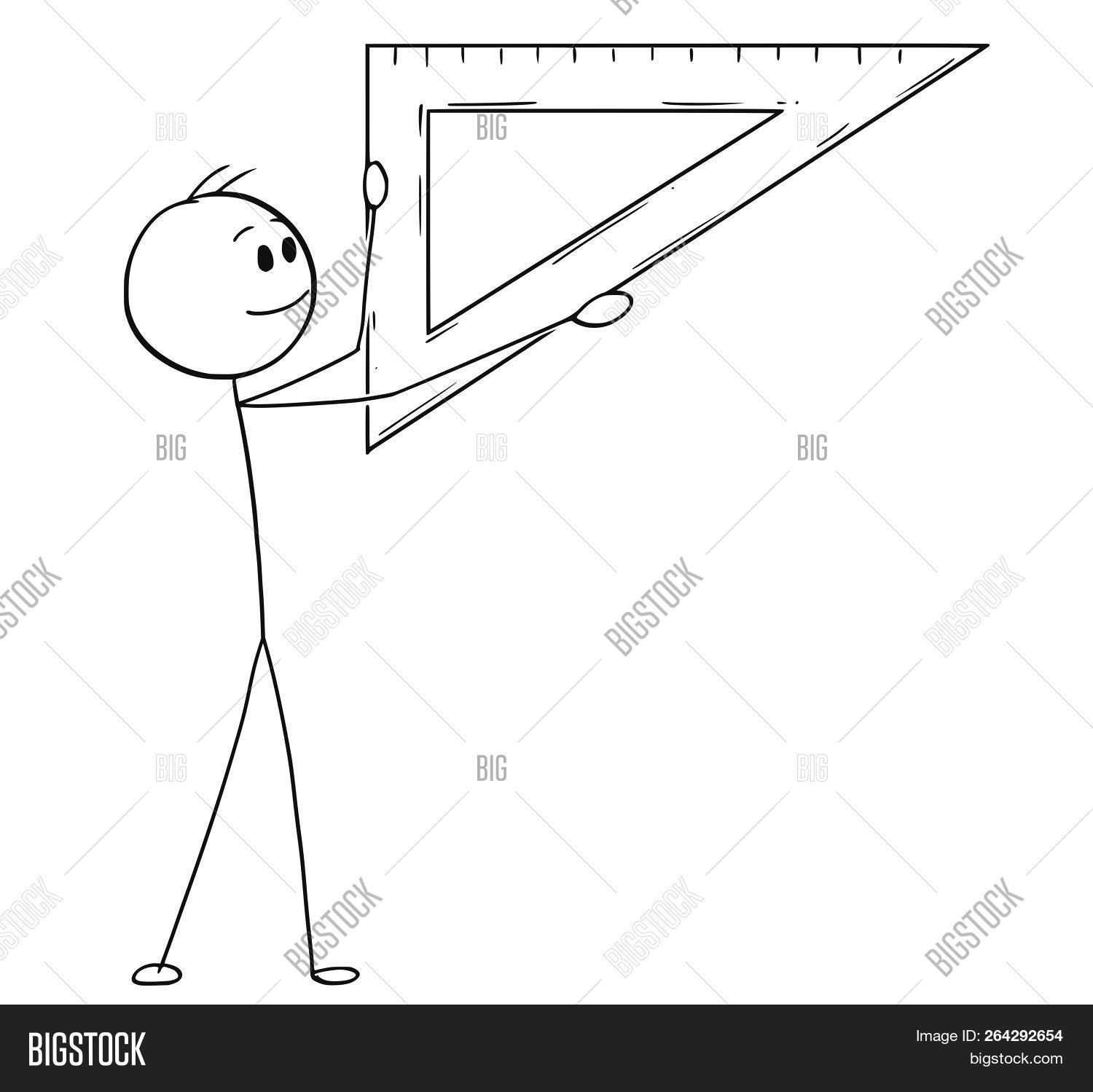 Stick Figure Using Ruler Cartoon Stick Drawing Image & Photo (Free Trial) | Bigstock