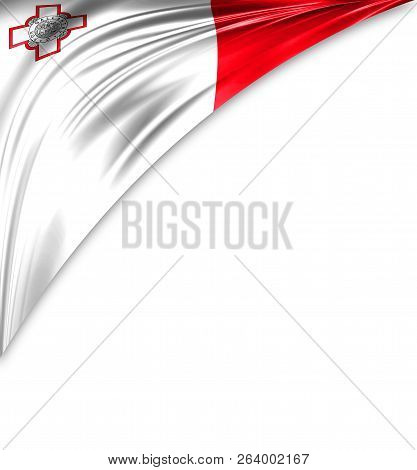 Malta Flag Of Silk With Copyspace For Your Text Or Images And White Background