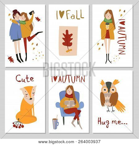 Autumn Cards Template With Hand Drawn Elements