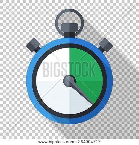 Stopwatch Icon In Flat Style On Transparent Background