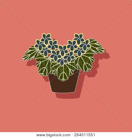 Paper Sticker On Stylish Background Plant Pelargonium