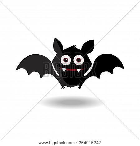 Halloween Clip Art Character Of Happy Flittermouse For Kids Party Holiday Greeting Card, Invitation 