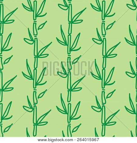 Bamboo Seamless Vector Pattern On Light-green Background