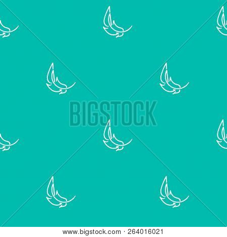 Silhouette Feather Seamless Vector Pattern On Teal Background