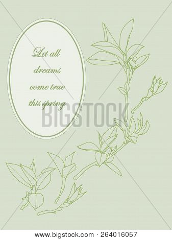 Spring Twigs Simple Vector Post Card Illustration