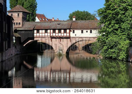 Nuremberg City, Germany - River Pegnitz Architecture With Henkerhaus.