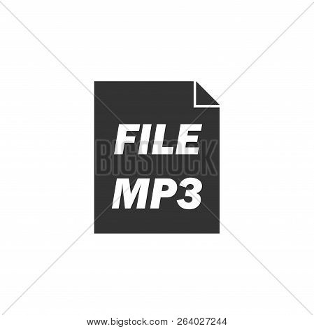 Audio File. Black Icon Flat On White Background