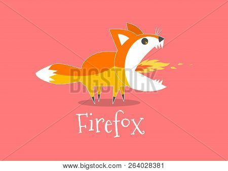 Vector Illustration With The Image Of A Stylized Fire Fox On A Pink Background