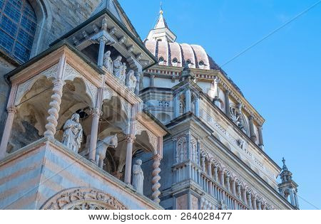 Bergamo, Italy - March 7, 2017: The S. Maria Maggiore Basilica With The Colleoni Chapel On The Left