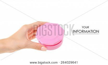 Repellent Against Moths In A Pink Box In Hand Pattern On A White Background Isolation