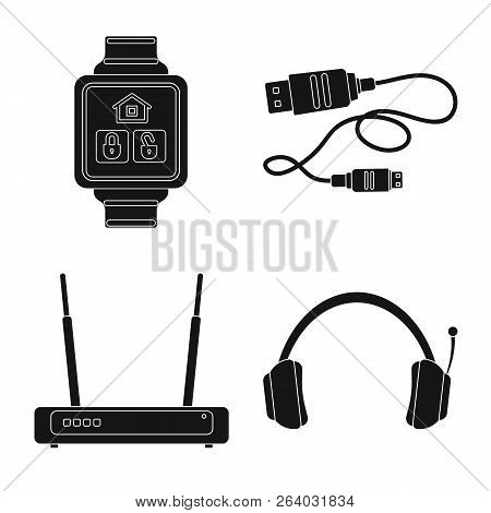 Vector Design Of Laptop And Device Symbol. Collection Of Laptop And Server Stock Symbol For Web.