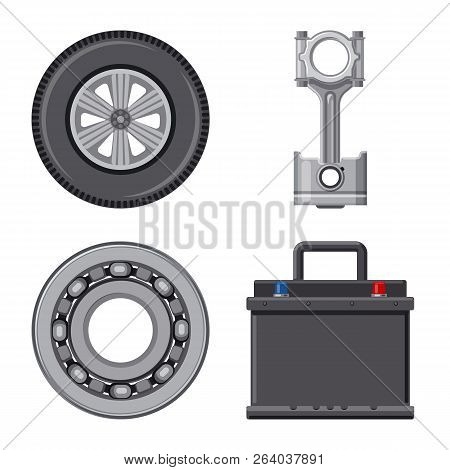 Vector Illustration Of Auto And Part Symbol. Set Of Auto And Car Vector Icon For Stock.