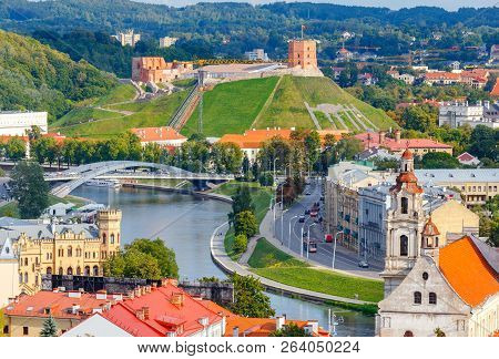 Picturesque Aerial View Of The Historic Center. Vilnius. Lithuania.