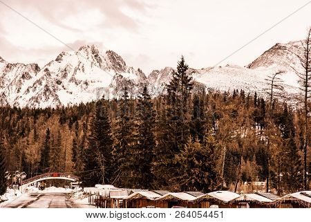 Strbske Pleso Area, Center Of Winter Sports, High Tatras, Slovak Republic. Travel Destination. Yello
