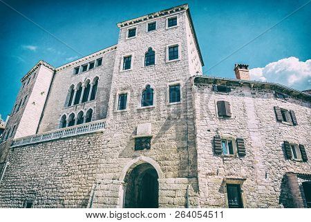 Soardo-bembo Palace, Bale, Istria, Croatia. Travel Destination. Architectural Theme. Analog Photo Fi