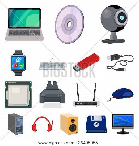 Vector Design Of Laptop And Device Icon. Set Of Laptop And Server Stock Symbol For Web.