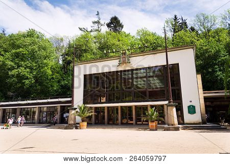 Luhacovice, Czech Republic - April 30 2018: Vincentka Spring At The Colonadde In Spa Town On April 3