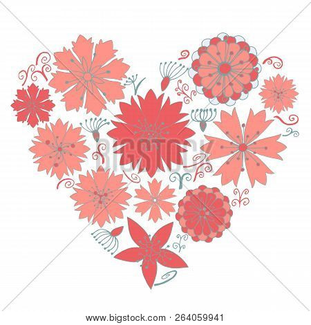 Cute Flower Elements In The Heart Form