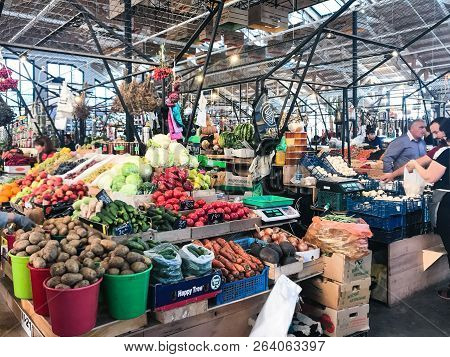 Pyatigorsk, Russia - September 20, 2018: People Buy Local Vegetables In City Market In Pyatigorsk. P