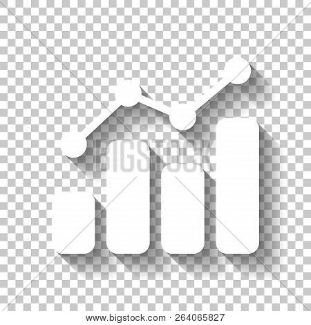 Finance Grapgic, Grow. White Icon With Shadow On Transparent Bac