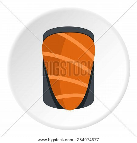 Salmon Icon In Flat Circle Isolated On White Background Illustration For Web