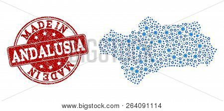 Map Of Andalusia Province Vector Mosaic And Made In Grunge Stamp. Map Of Andalusia Province Created 