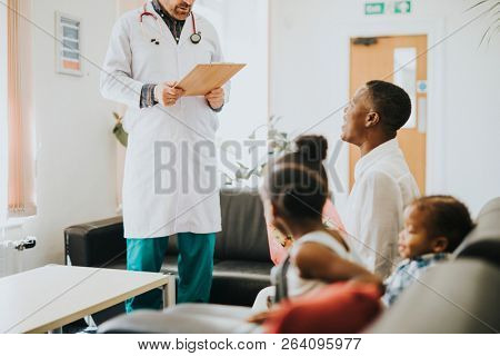 Discharged patient talking to a doctor