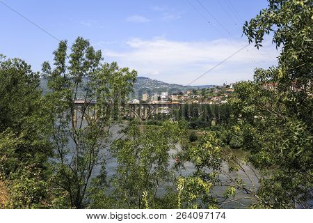 Panoramic View Over The Town Of Peso Da Regua On The Douro River, Portugal