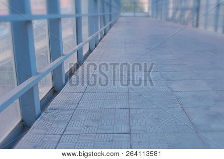 Elevated Pedestrian Crossing From The Inside. Safe Passage Across The Road.