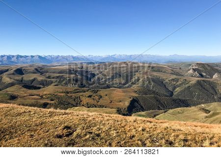 Travel To North Caucasus Region Region - View Of Caucasus Mountain Range From Bermamyt Plateau At Se