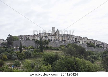 Saint Paul De Vence, France - April 24 2017: Overview Of The Small Rural Village Of Saint Paul De De