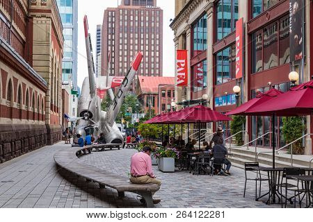 Philadelphia - Usa - September 19, 2018: Artistic Plane At Art District. Popular Touristic Places In