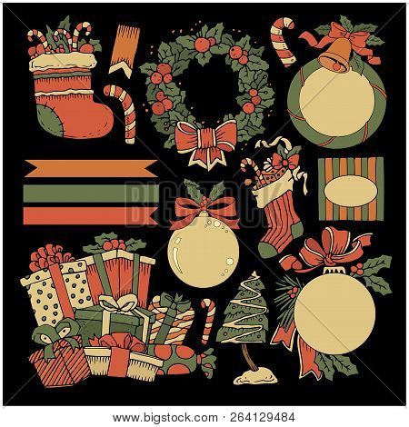 Christmas Winter  Vintage Retro Decorative Set Collection