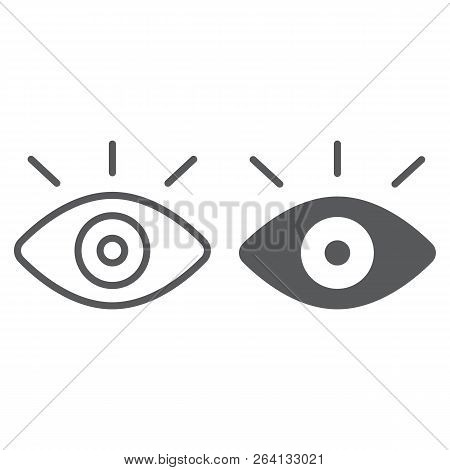 Monitiring Line And Glyph Icon, Security And Eye, Vision Sign, Vector Graphics, A Linear Pattern On 
