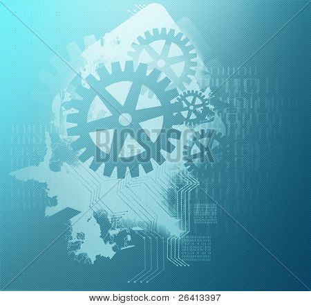 Hintergrund mit Getriebe & binäre Datencodes