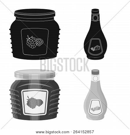 Vector Illustration Of Can And Food Symbol. Set Of Can And Package Vector Icon For Stock.