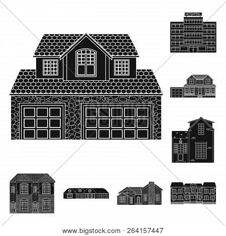 Vector Design Of Building And Front Sign. Collection Of Building And Roof Vector Icon For Stock.