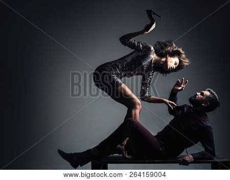 Married Couple And Sexual Problems Concept. Dont Touch My Body. Woman And Her Boss. No Harass Women.