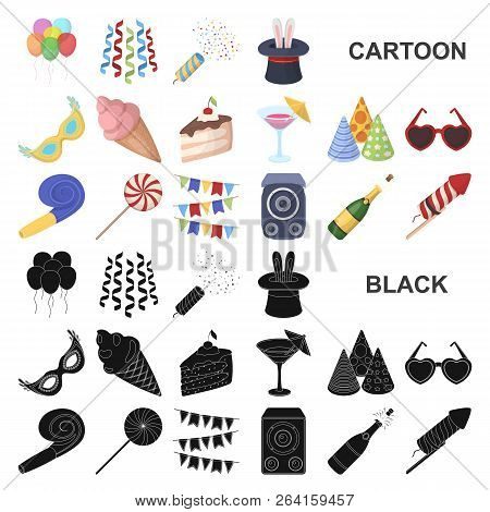 Party, Entertainment Cartoon Icons In Set Collection For Design. Celebration And Treat Vector Symbol