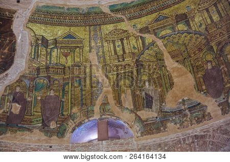 Thessaloniki, Greece -january 3,2018: Mosaic On Dome Inside Of Rotunda Of Galerius
