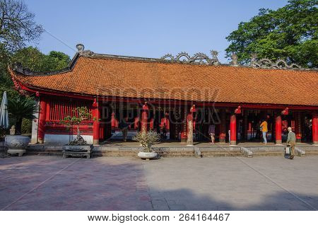 Hanoi, Vietnam - January 1, 2015 : The Temple Of Literature ( Van Mieu ) In Hanoi, Vietnam