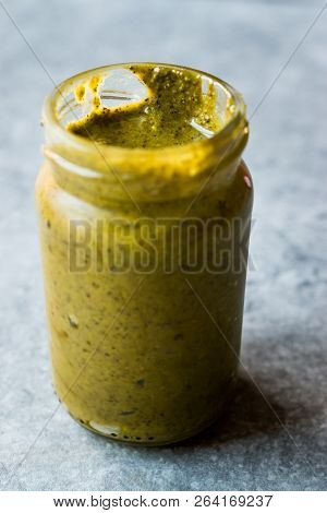 Green Pistachio Paste Urbech Made With  Peanut Butter.