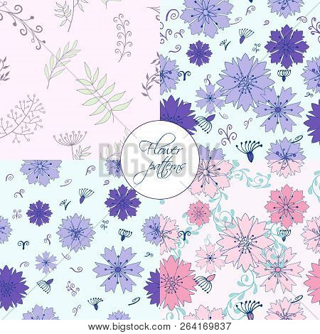 Four In One Cute Flower Elements Patterns