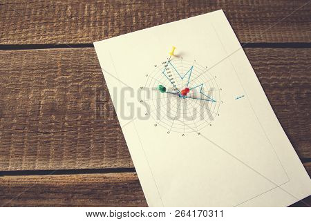 Workplace On Wooden Table With Graph Papers And Supplies