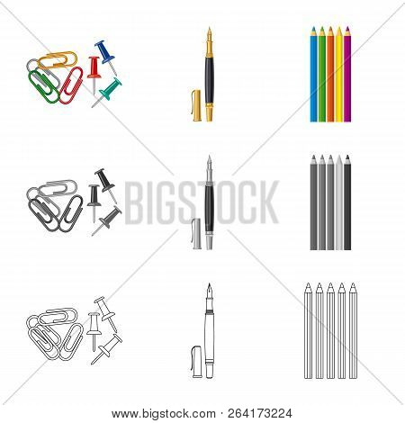 Vector Design Of Office And Supply Icon. Set Of Office And School Stock Vector Illustration.